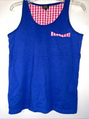 MSC Women's Royal Blue Tank Top with Gingham Trim